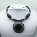 Большой привлекательный черный камень сплава ожерелье (XJW13777)
